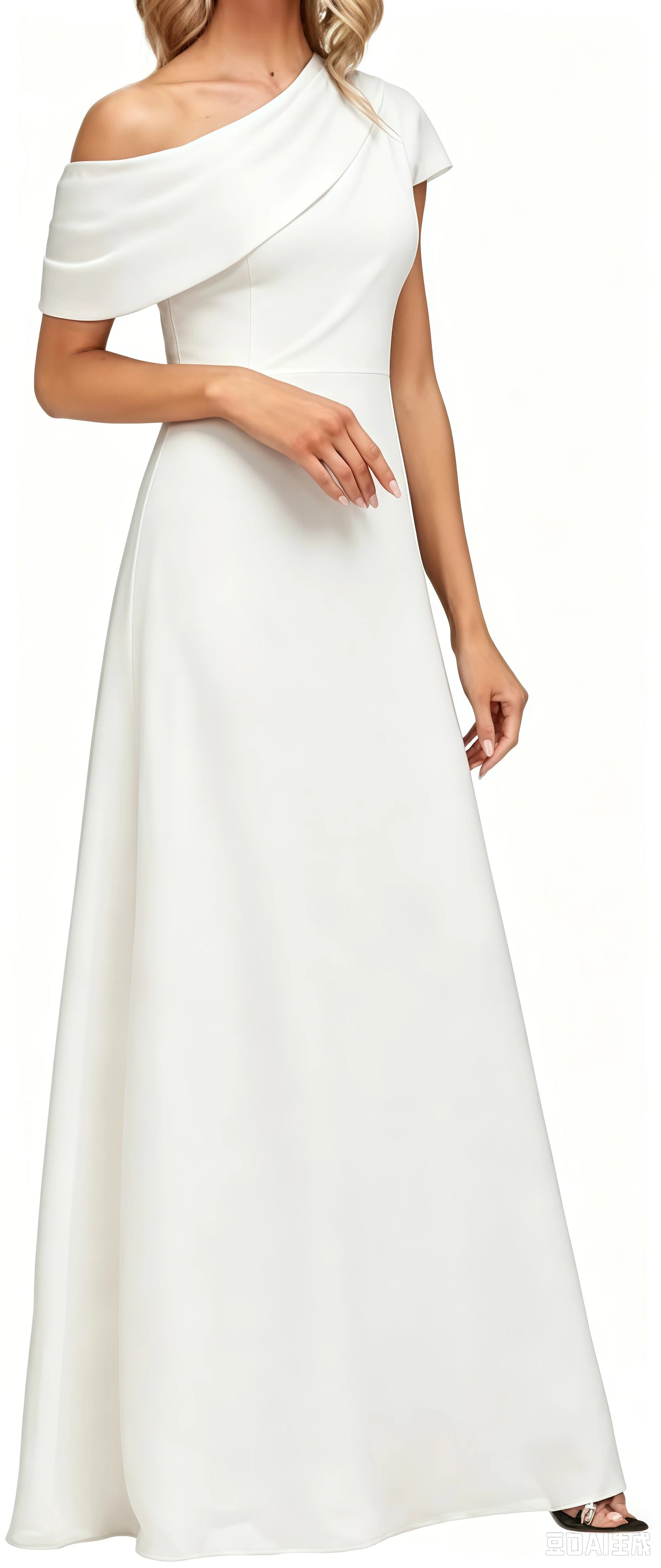 Women's Formal Mother of The Bride Dress Long Floor Length One Shoulder Evening Gown for Wedding Party Cocktail Garden Prom Ball