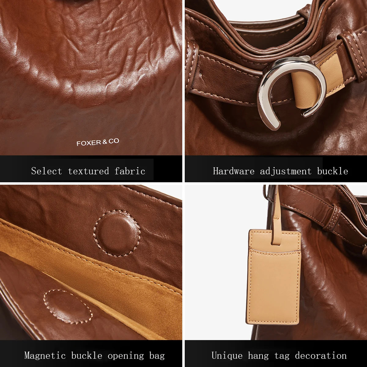 FOXER Women’s Vintage Leather Hobo Bag