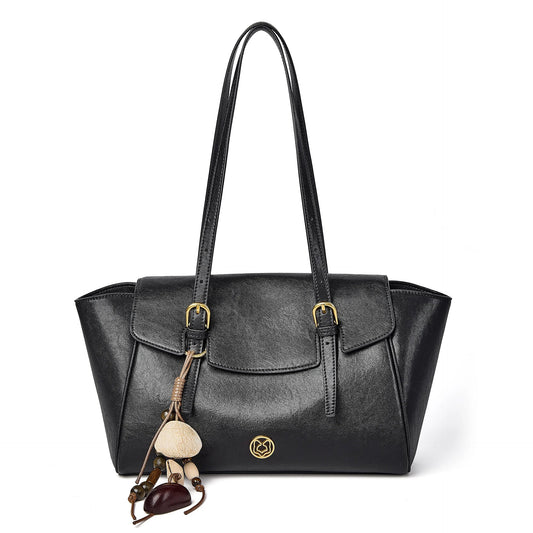 FOXER Genuine Leather Tassel Tote Bag