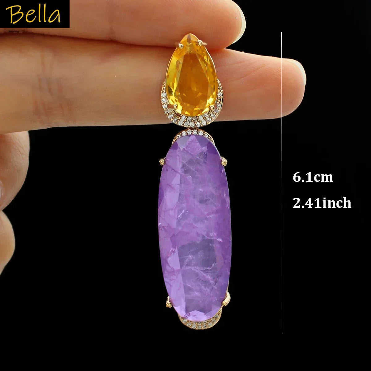 Colorful Purple Green Dangle Earrings for Women Luxury Jewelry Wedding Evening Party Big Drop Earrings Elegant Female Gift