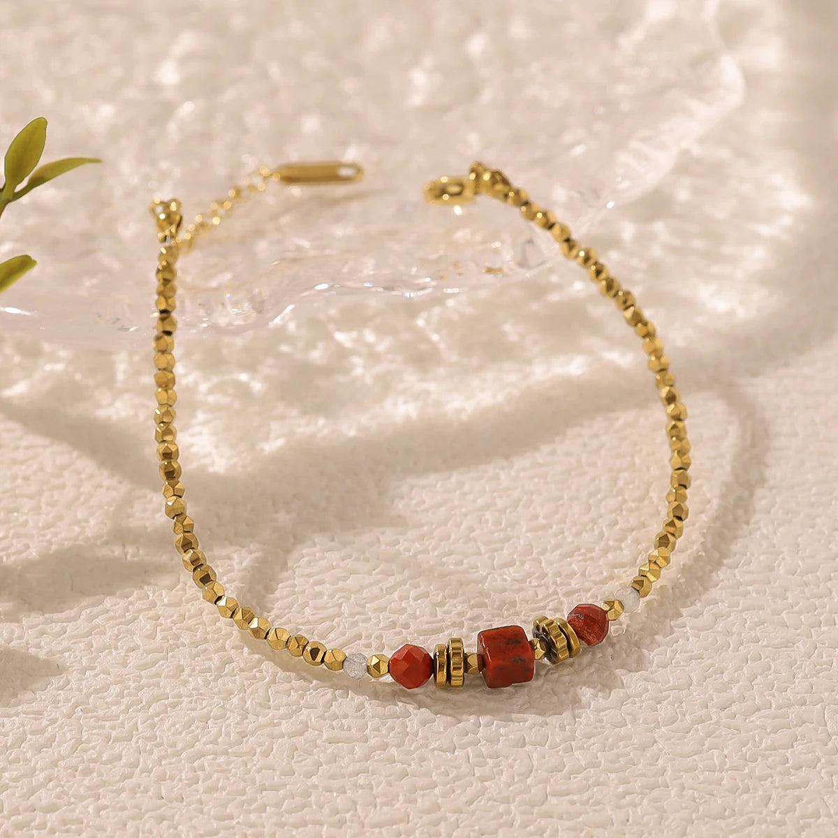 Red Stone Beaded Bracelet
