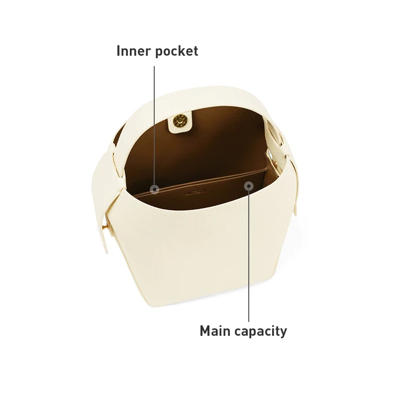 LA FESTIN Leather Bucket Crossbody Bag