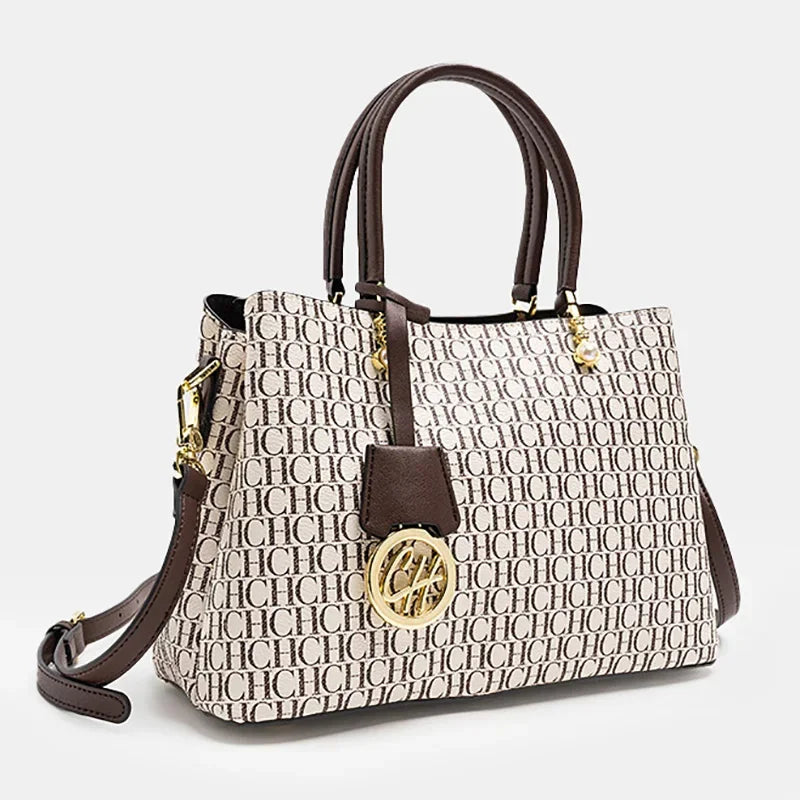 Light Luxury Brand Letter Print Handbag with Letter Pendant Design Unique and Elegant Popular Fashion Niche High Quality