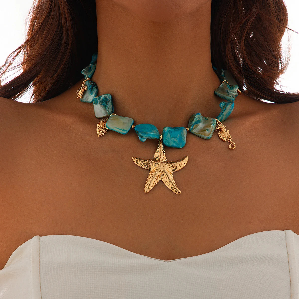Starfish Conch Pendant Choker
