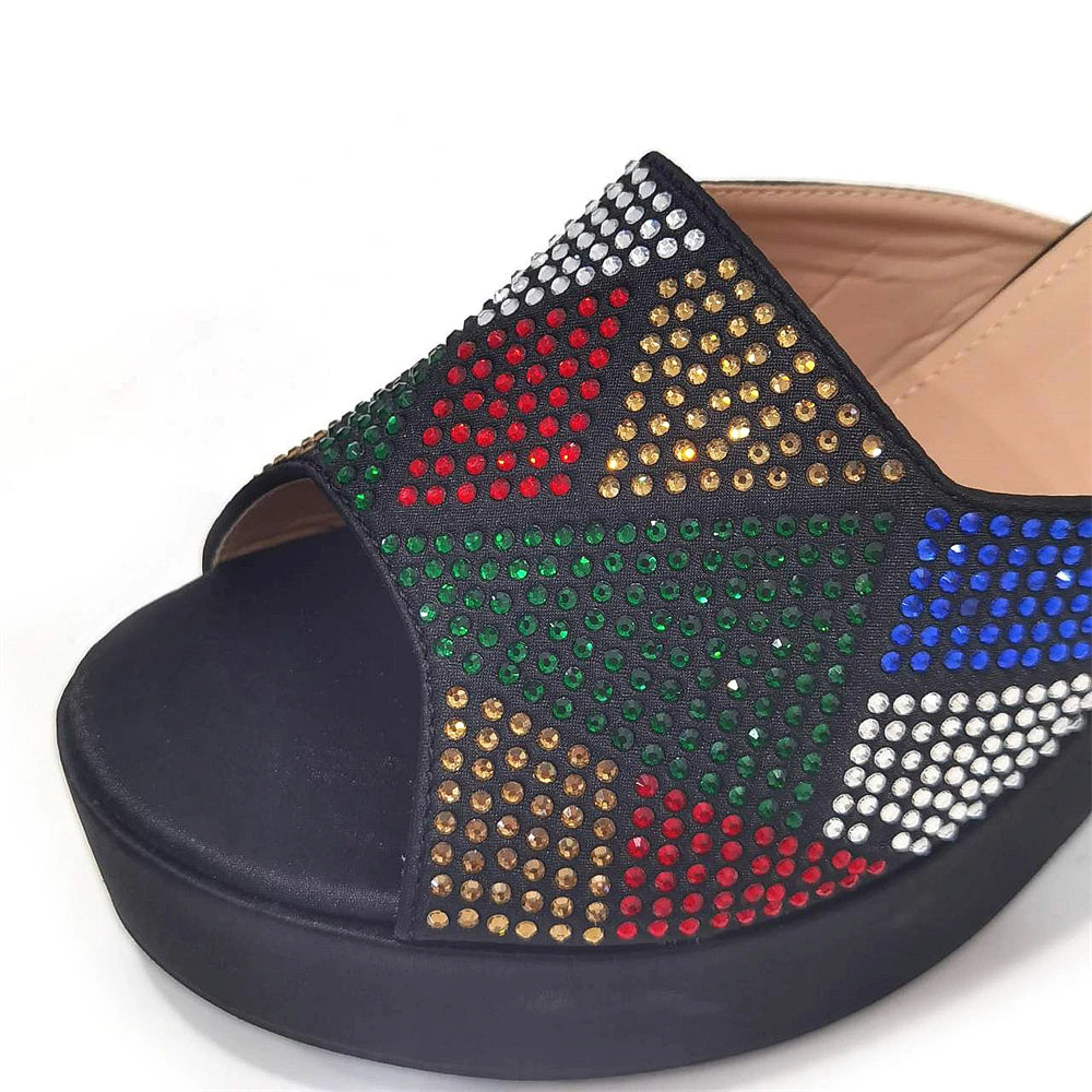 2024 Gold Color Nigerian Sandals Platform Shoes Ladies Party High Heel Open Toe Luxury Wedding Ladies High Heels Sandals Summer