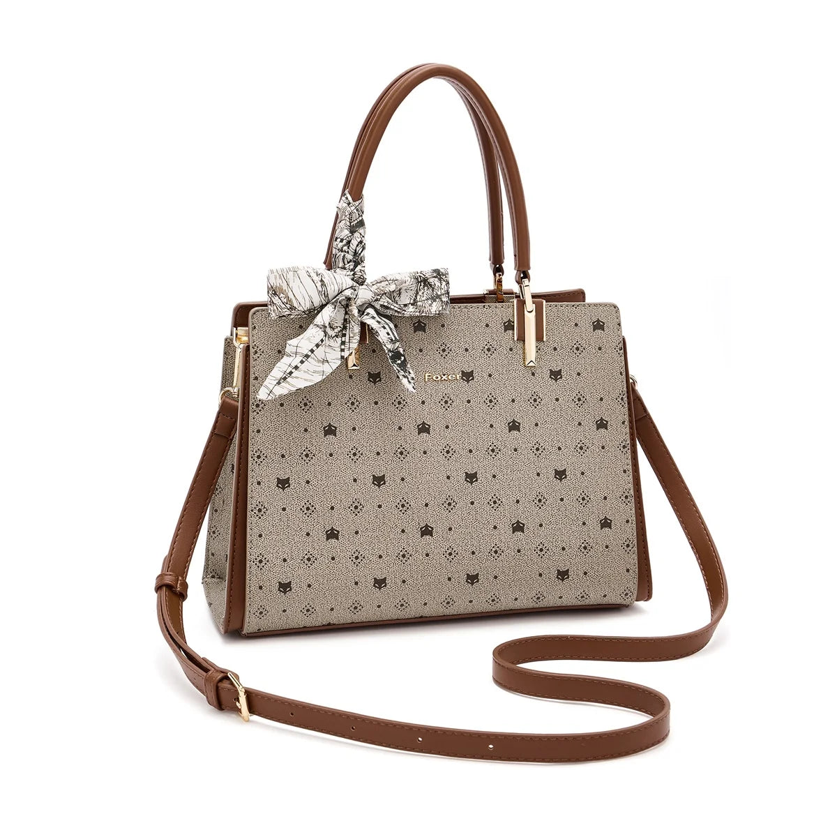 FOXER Monogram Tote Bag with Scarf