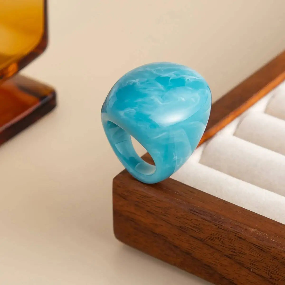 6 Styles Boho Geometric Big Resin Ring