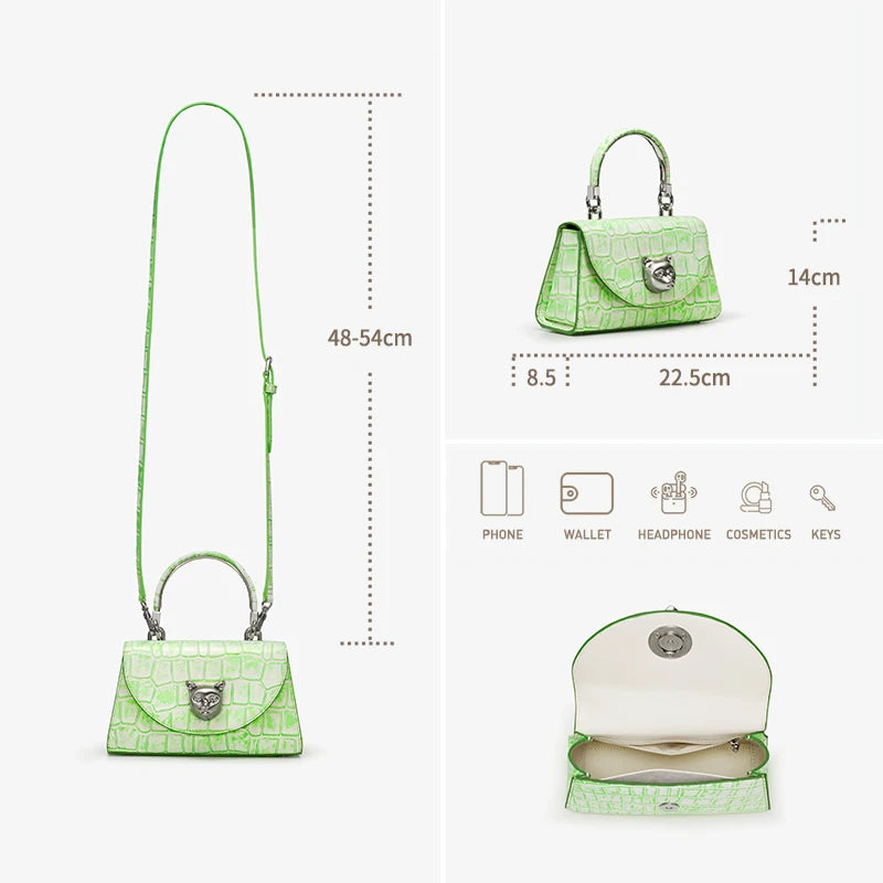 BAFELLI Cat Crocodile Leather Handbag