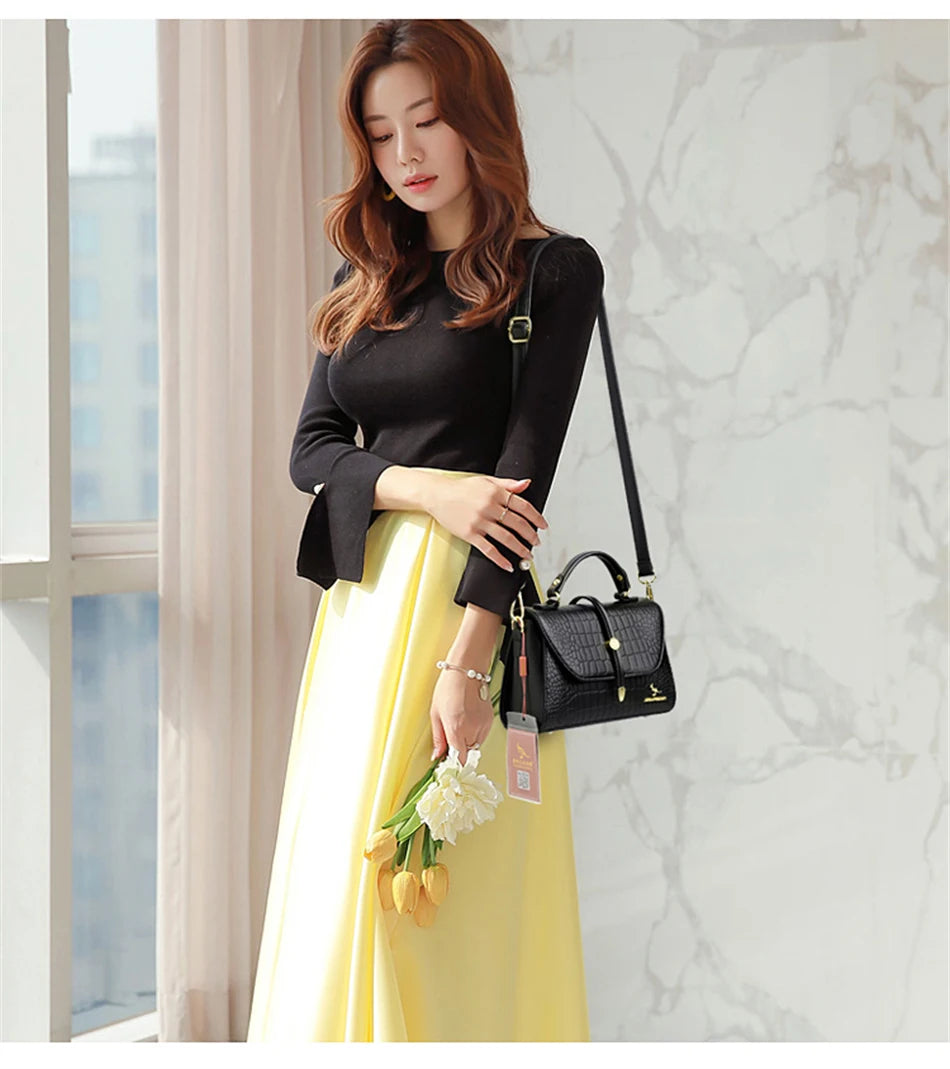 Crocodile Leather Crossbody Handbag