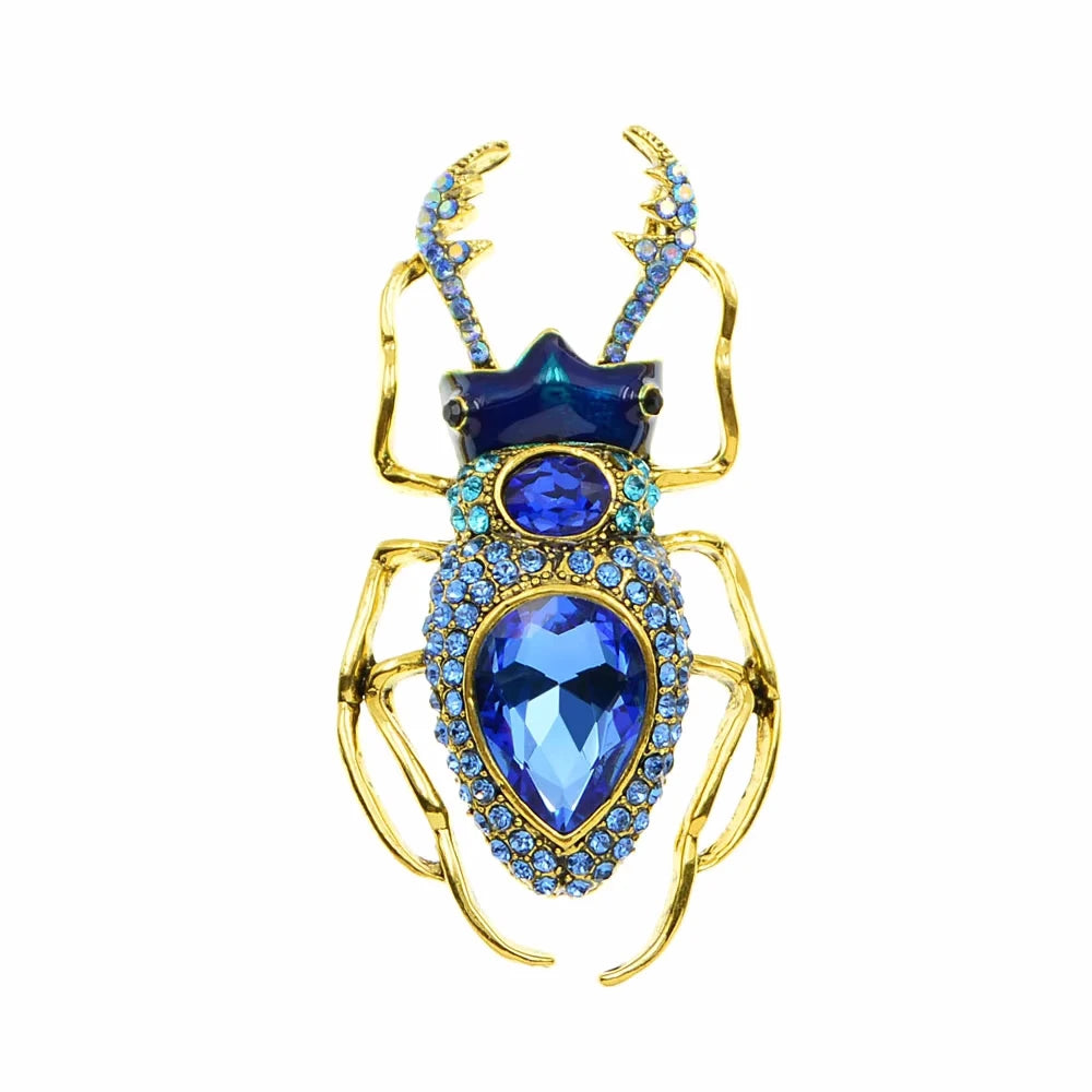 SKEDS Women Full Crystal Exquisite Beetle Brooch Badges Fashion Luxury High-end Elegant Lady Insect Pin Accessories