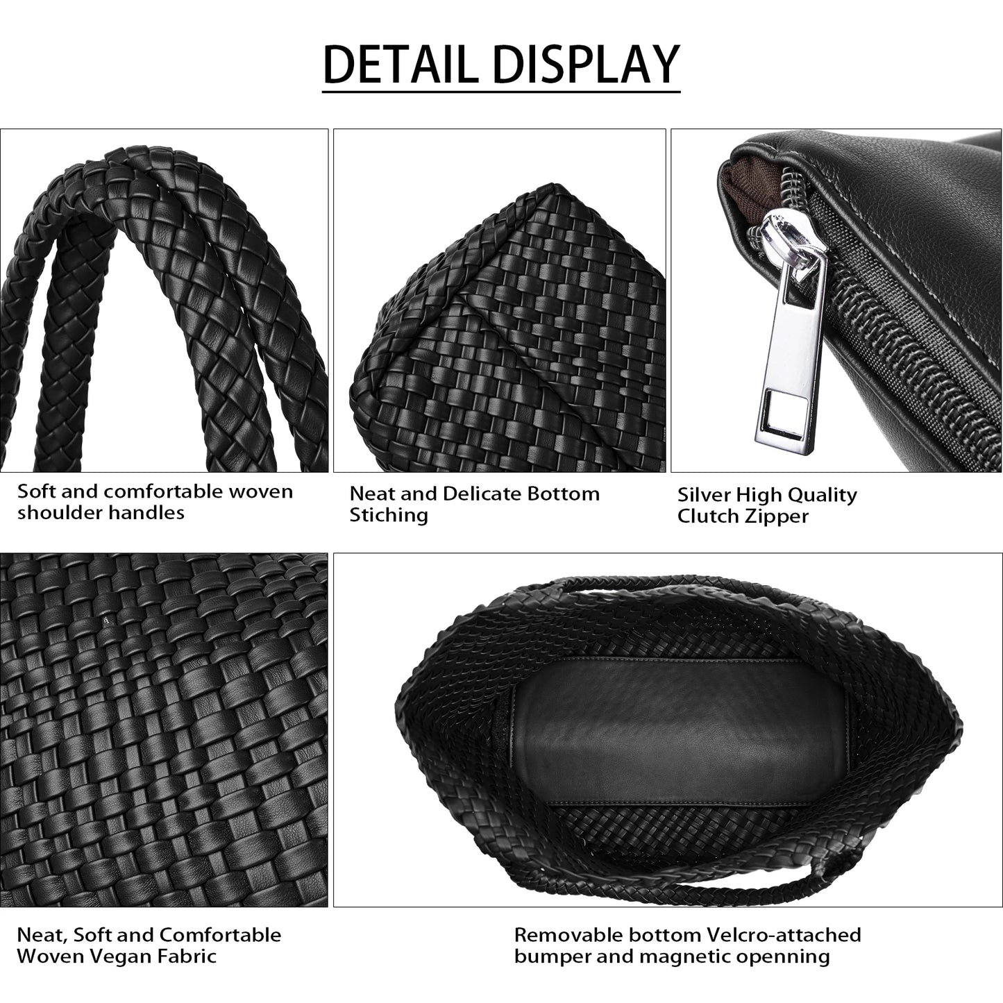 Vegan Leather Woven Tote Bag
