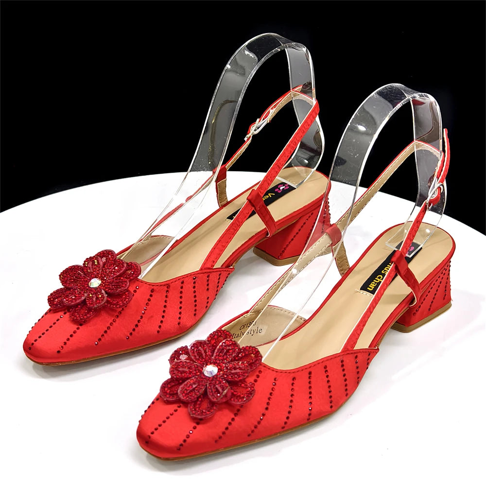 Party Shoes and Bag Heel Decoration Pure Elegant Flower