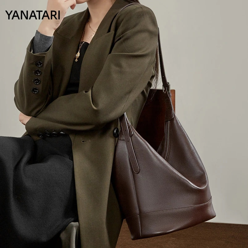 YANATARI Soft Leather Large-Capacity Tote