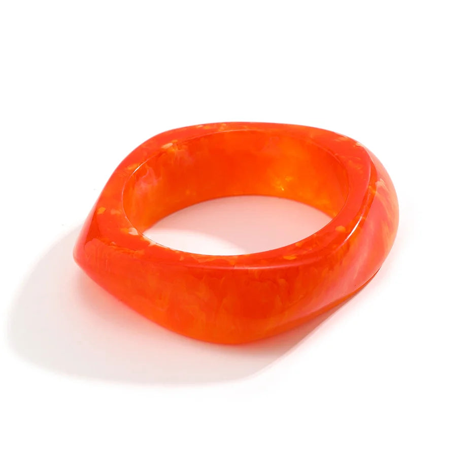 Vintage Coloful Irregular Acrylic Resin Chunky Bangles Kpop Geometric Charm Bracelets