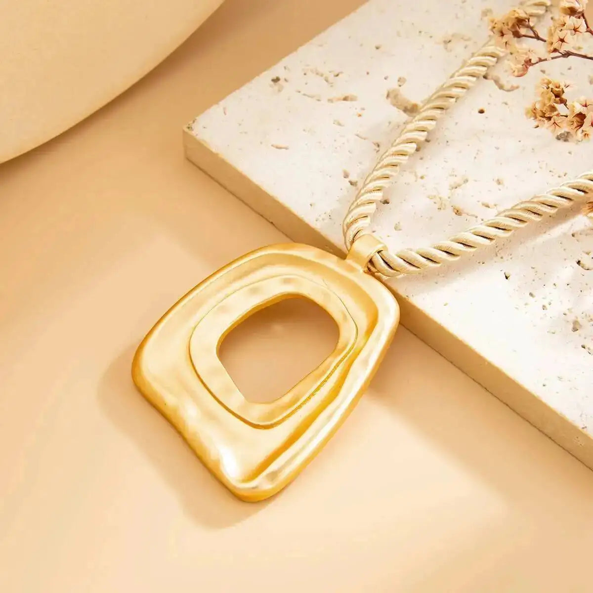 Geometric Square Pendant Necklace