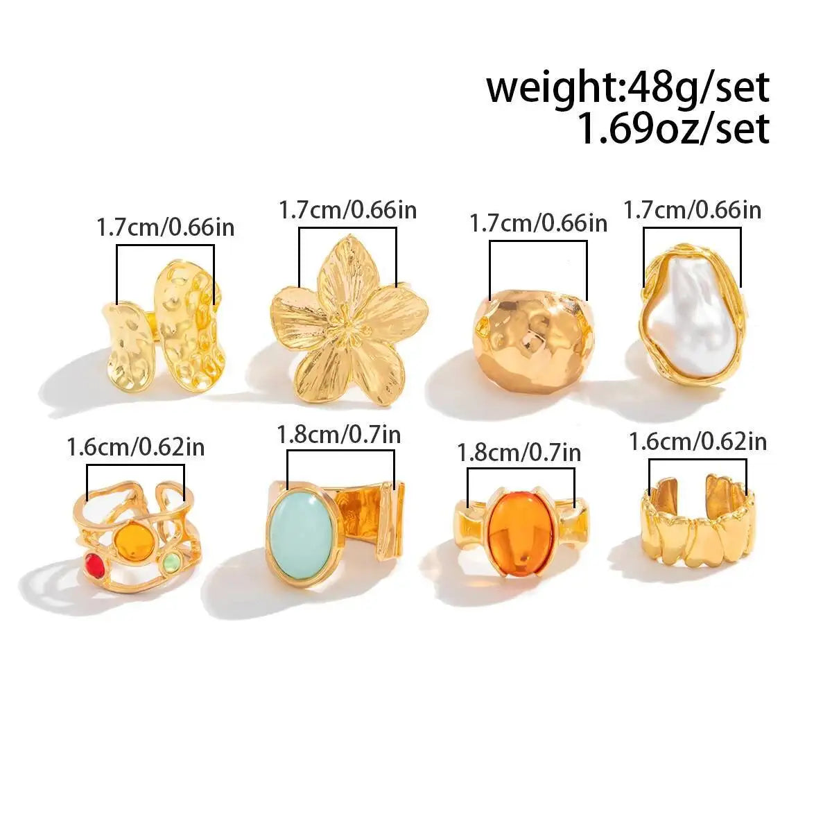 Pearl Flower Ring Set
