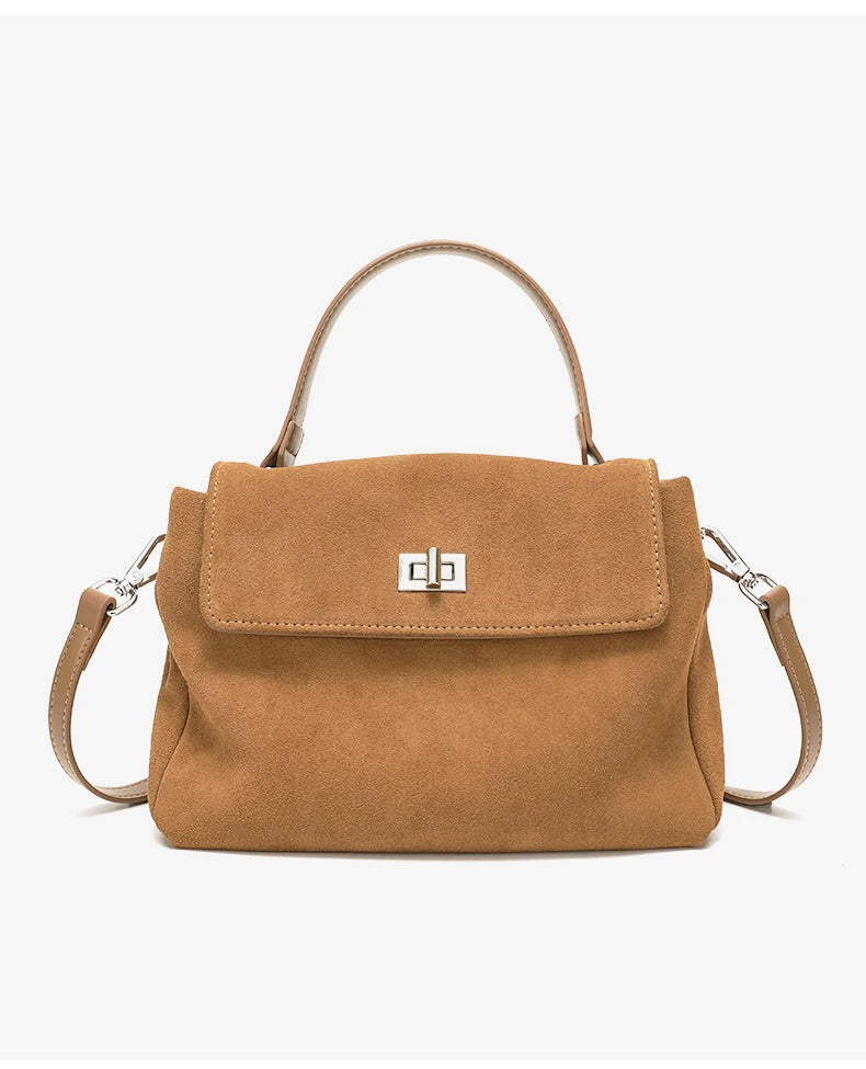 Natural Suede Leather Crossbody Bag