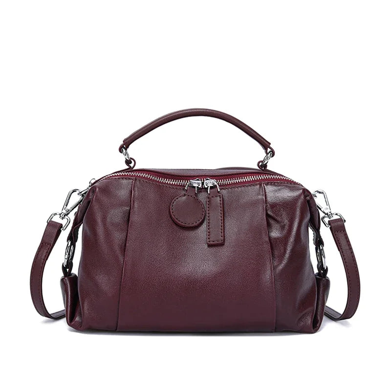Genuine Cowhide Boston Crossbody Bag