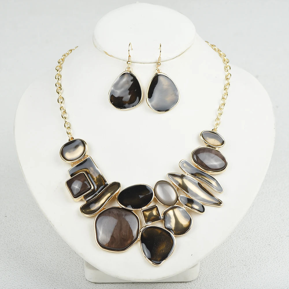 Geometric Choker & Earrings Set