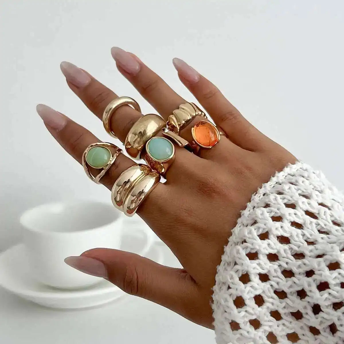 Colorful Crystal Ring Set