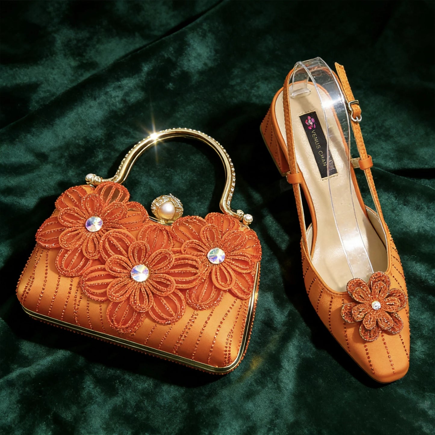Party Shoes and Bag Heel Decoration Pure Elegant Flower