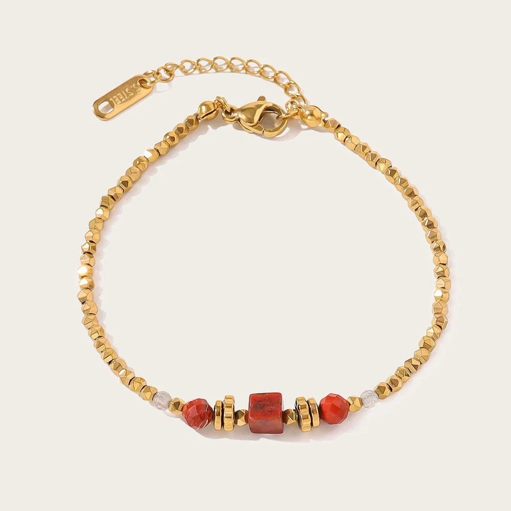 Red Stone Beaded Bracelet