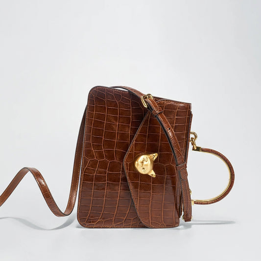 2026 Crocodile Pattern Leather Handbag