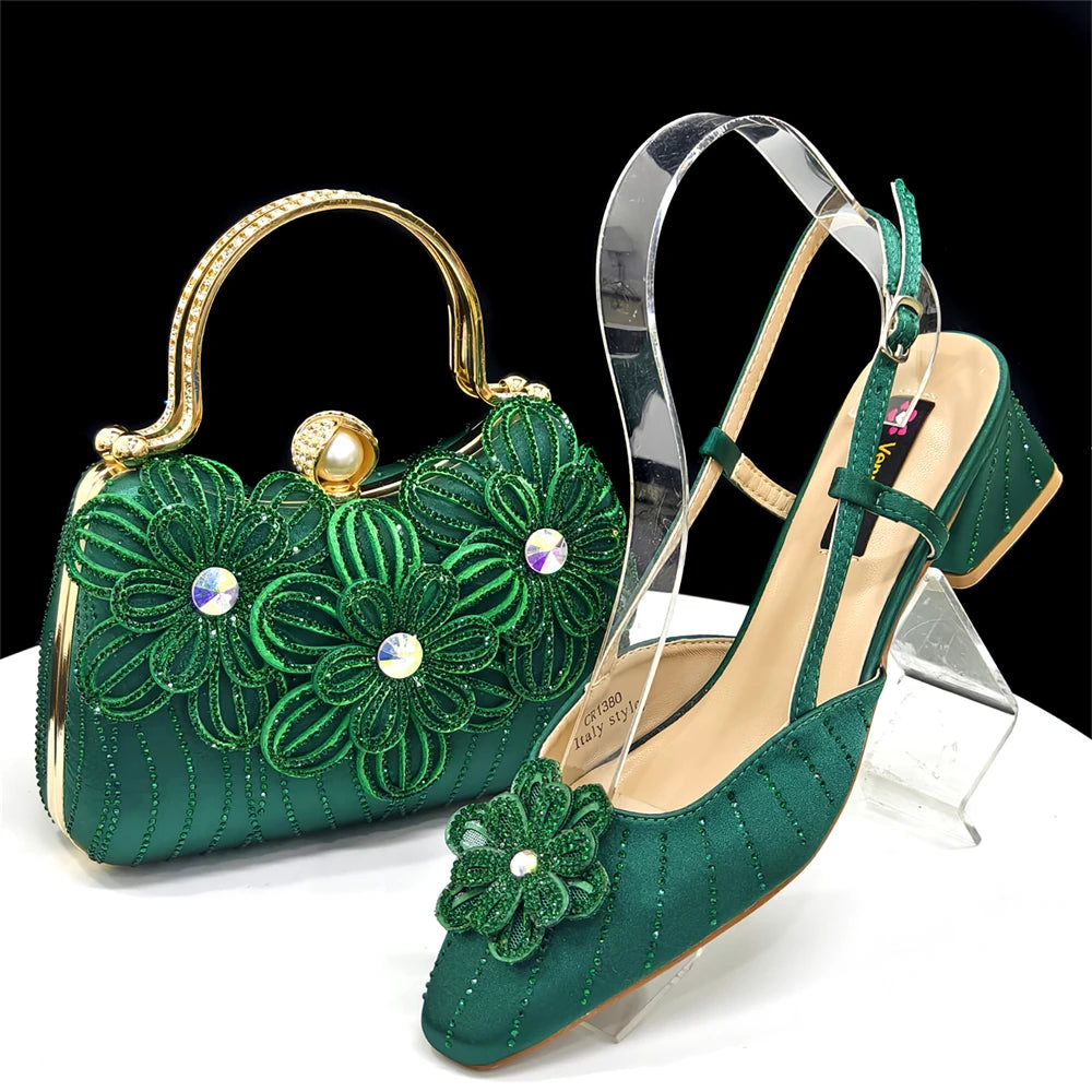 Party Shoes and Bag Heel Decoration Pure Elegant Flower