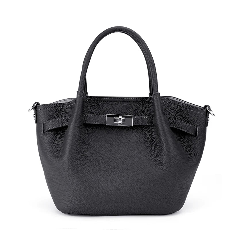 Genuine Leather Bucket Crossbody Bag