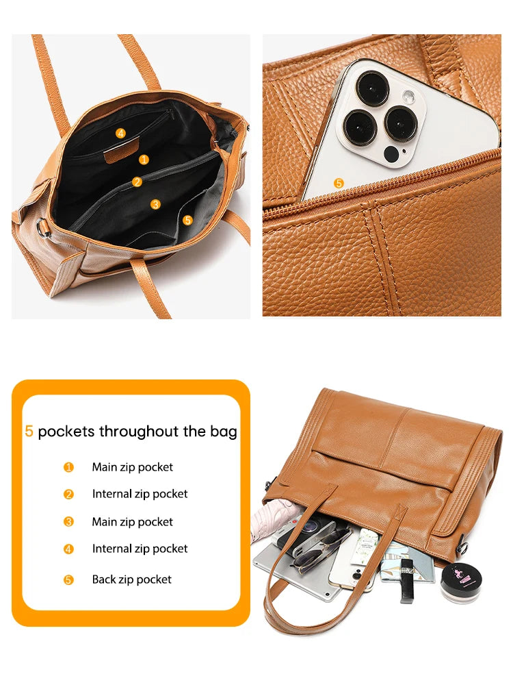 Zency Genuine Leather Shoulder Bag