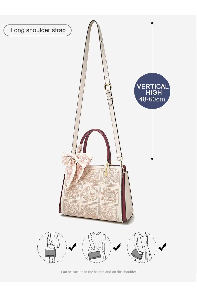 FOXER Embroidered Leather Tote Bag