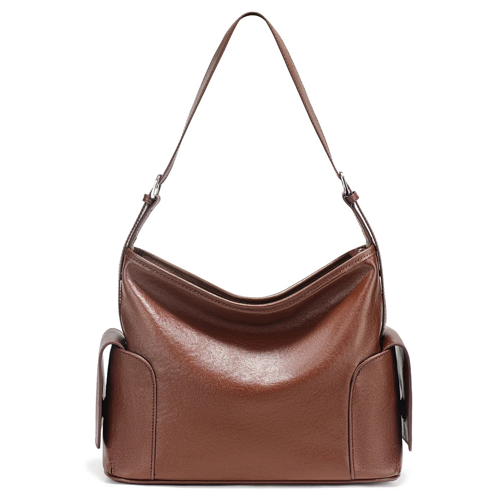 Zency Coffee Cow Leather Handbag