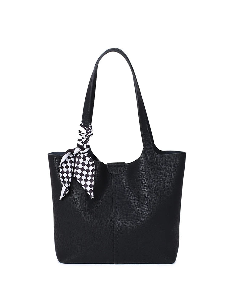 Genuine Cowhide Tote Bag with Pouch