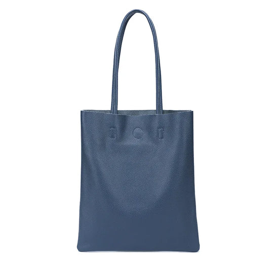 YANATARI Blue Cowhide Leather Bucket Bag