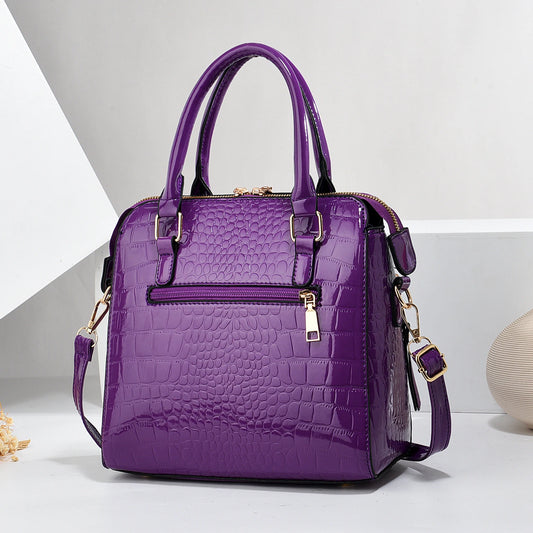 Crocodile Embossed Satchel Tote Bag