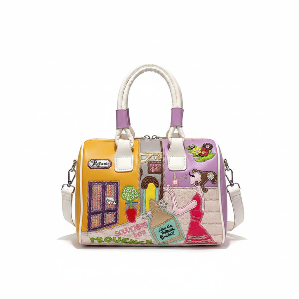 PU Personality Stylish Shoulder Bags Design Patchwork Zipper Bags