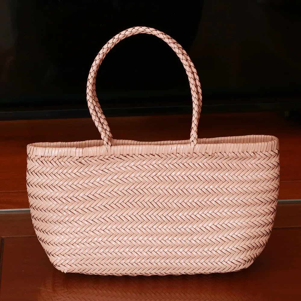 Genuine Leather Woven Tote Bag