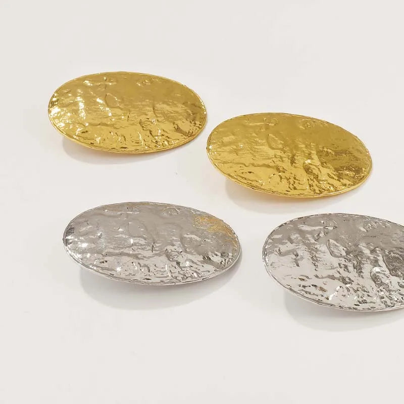 Exaggerated Gold Color Big Oval Stud Earrings