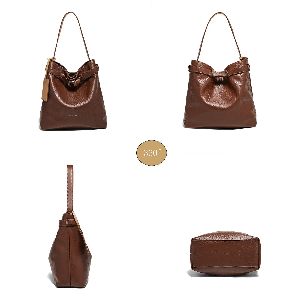 FOXER Women’s Vintage Leather Hobo Bag