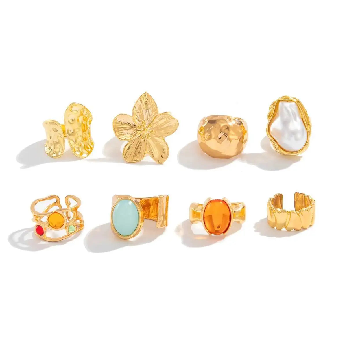 Pearl Flower Ring Set
