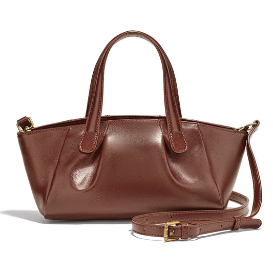 Zency Genuine Leather Ruched Crossbody Bag
