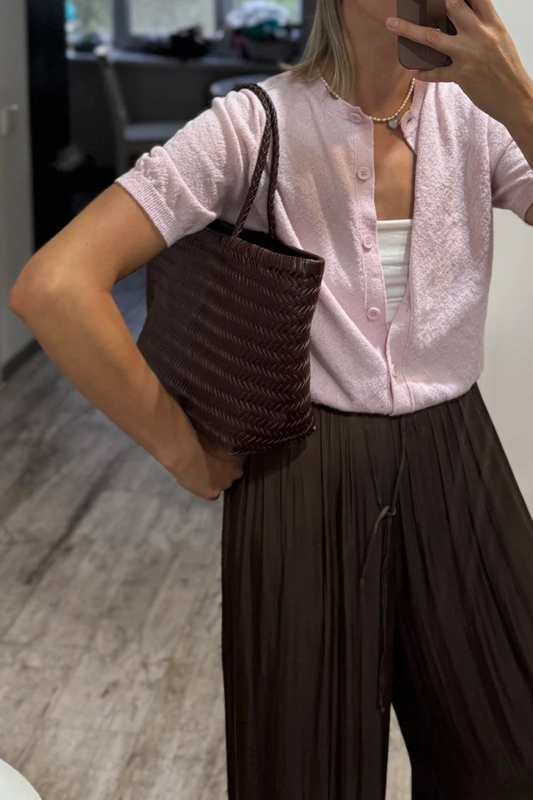 Genuine Leather Woven Tote Bag