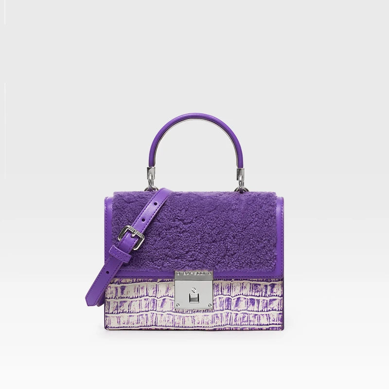 Purple Wool Evening Shoulder Bag