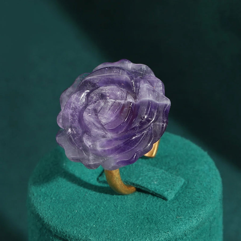 Vintage Purple Crystal Rose Ring