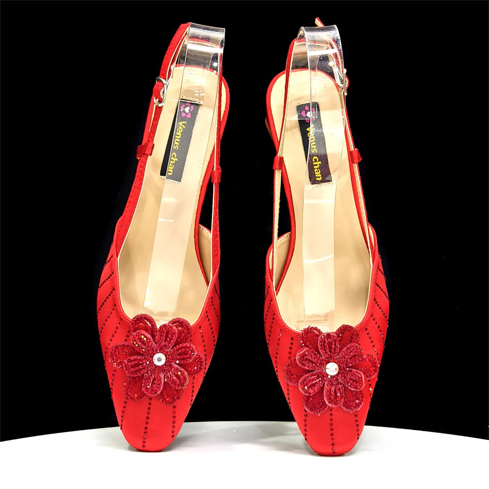 Party Shoes and Bag Heel Decoration Pure Elegant Flower