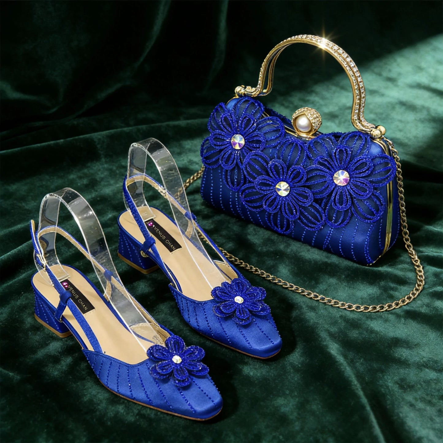 Party Shoes and Bag Heel Decoration Pure Elegant Flower