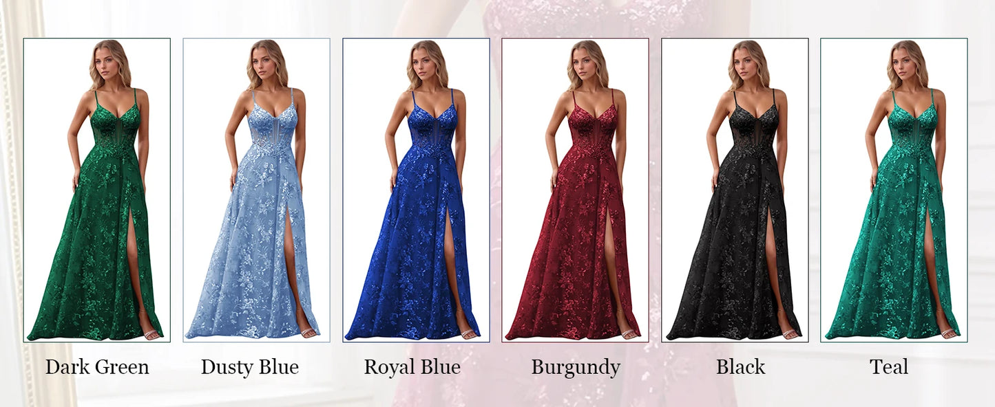 Spaghetti Strap Sequin Prom Dress