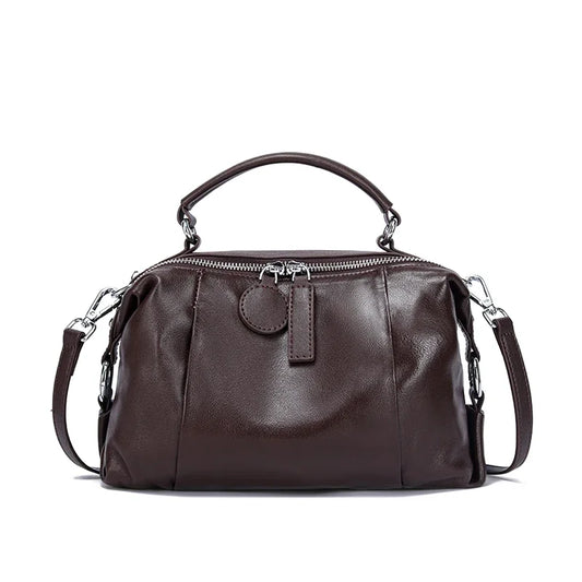Genuine Cowhide Boston Crossbody Bag