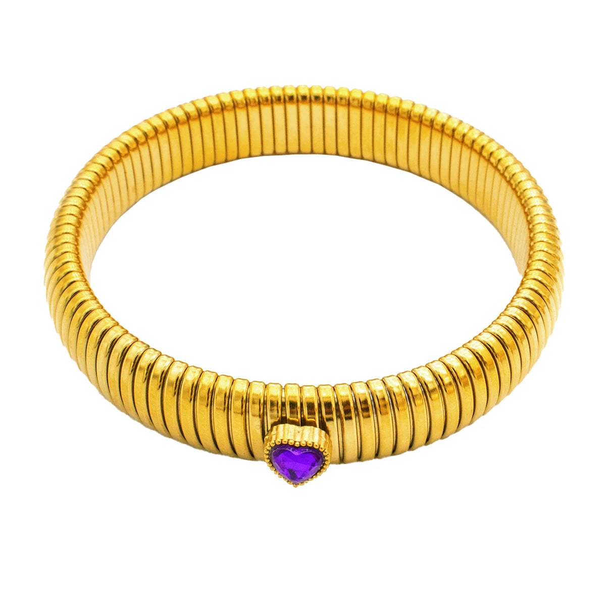 Waterproof Stainless Steel Retro Elasticity Thick Metal Polish Bracelet