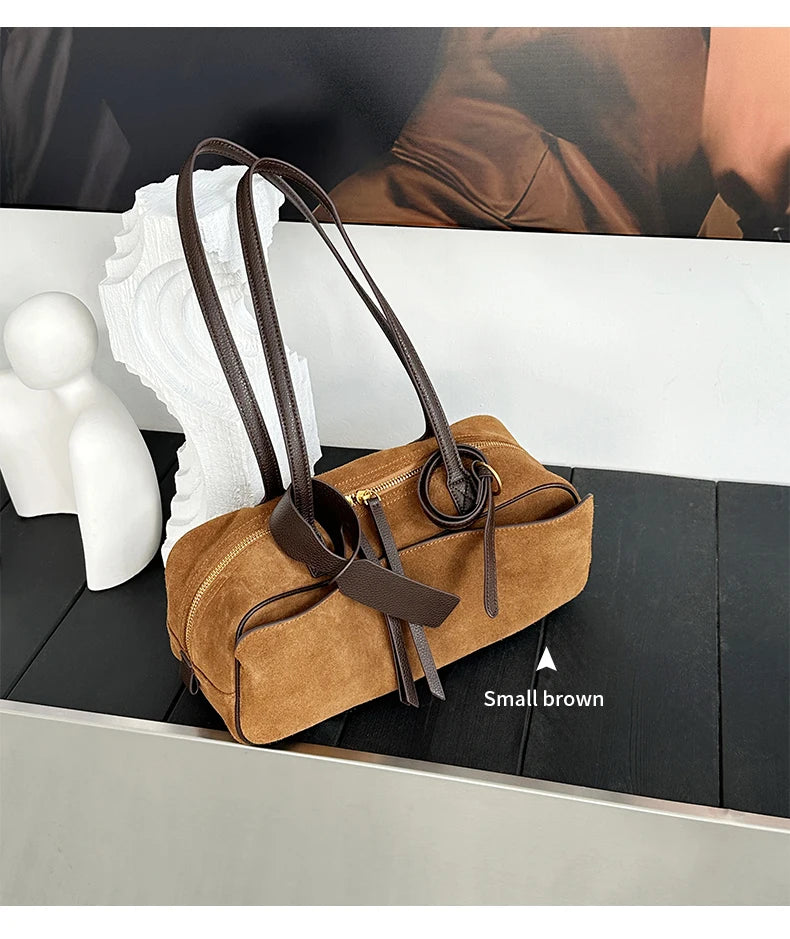 Genuine Leather Suede Tote Bag
